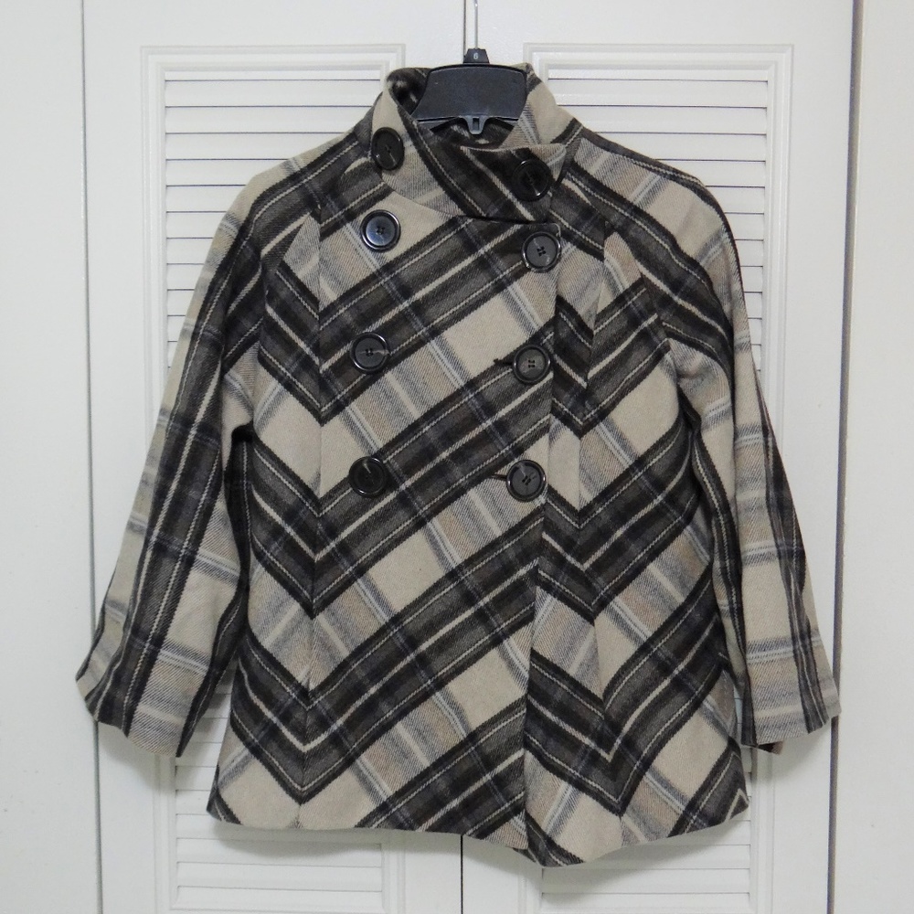ZARA WOMAN PLAID PEA COAT